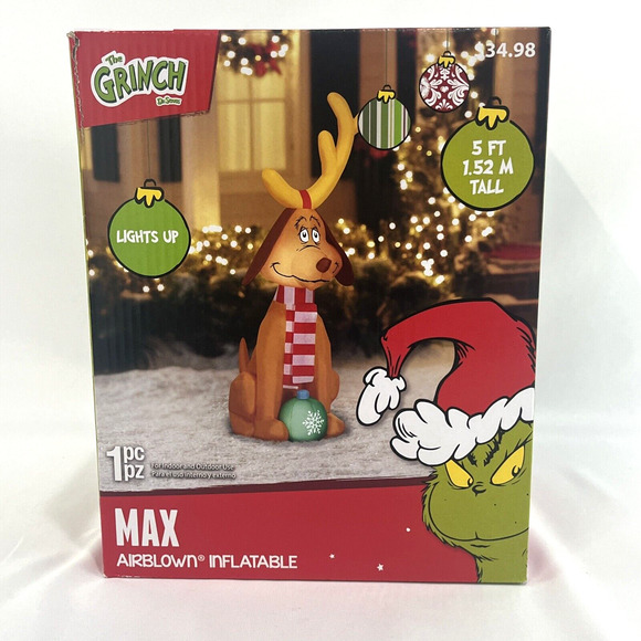 New Max Dog LED Airblown Inflatable Christmas Prop Gemmy The Grinch 5 Ft NIB - Picture 1 of 3